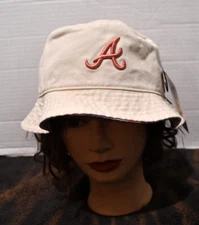 Atlanta Braves Womens Bucket Hat Cap ‘47 Brand Khaki MLB Baseball NEW With Tag