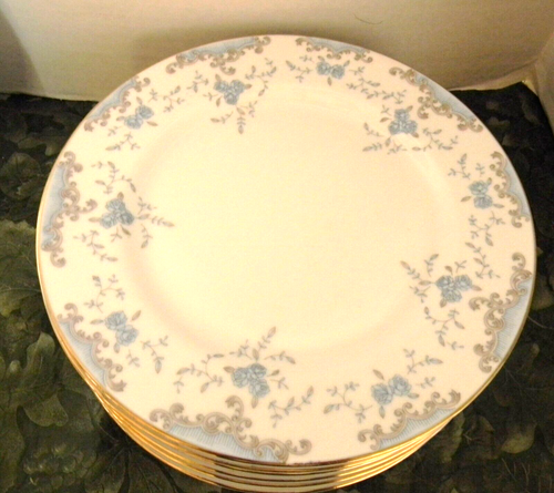 Imperial China W Dalton Seville Dinner Plate Set, Blue Roses, 10 3/8” Set Of 9 - Picture 3 of 5