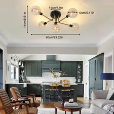 Stilnovo Style 5-Light Chandelier Ceiling 85-240V Globe Fixture Downlight Amber