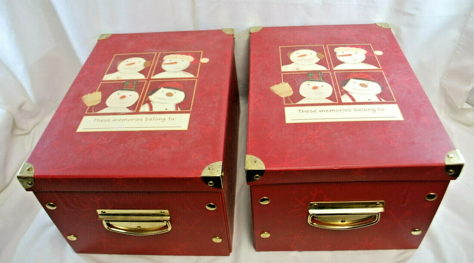 Christmas Decorative Collapsible Storage Boxes with Lids Lot of 2 Vintage  X1470 - Image 2 of 4