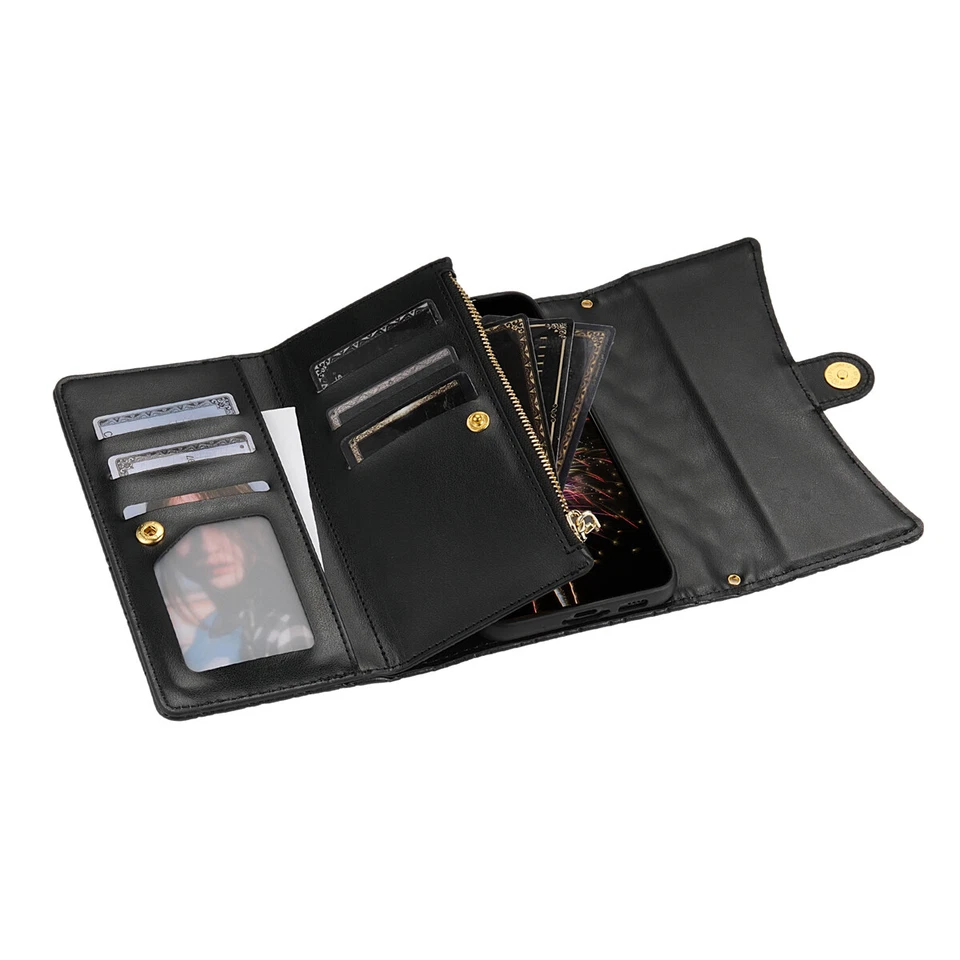 Zip Leather Flip Wallet Case Strap Cover for Xiaomi 13T Redmi 13C 13R K60 Ultra - Image 3 of 4