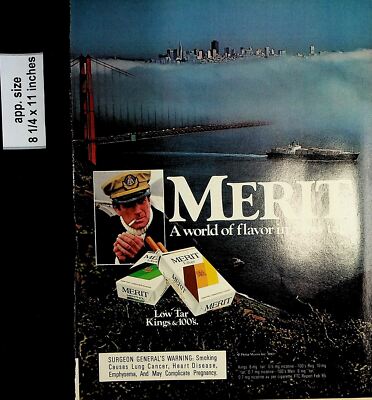 1985 Merit Cigarettes Golden Gate Bridge San Francisco Vintage Print ad  7248