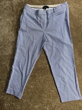 Talbots The Perfect Crop Blue Striped Stretch Pants Womens Size 10