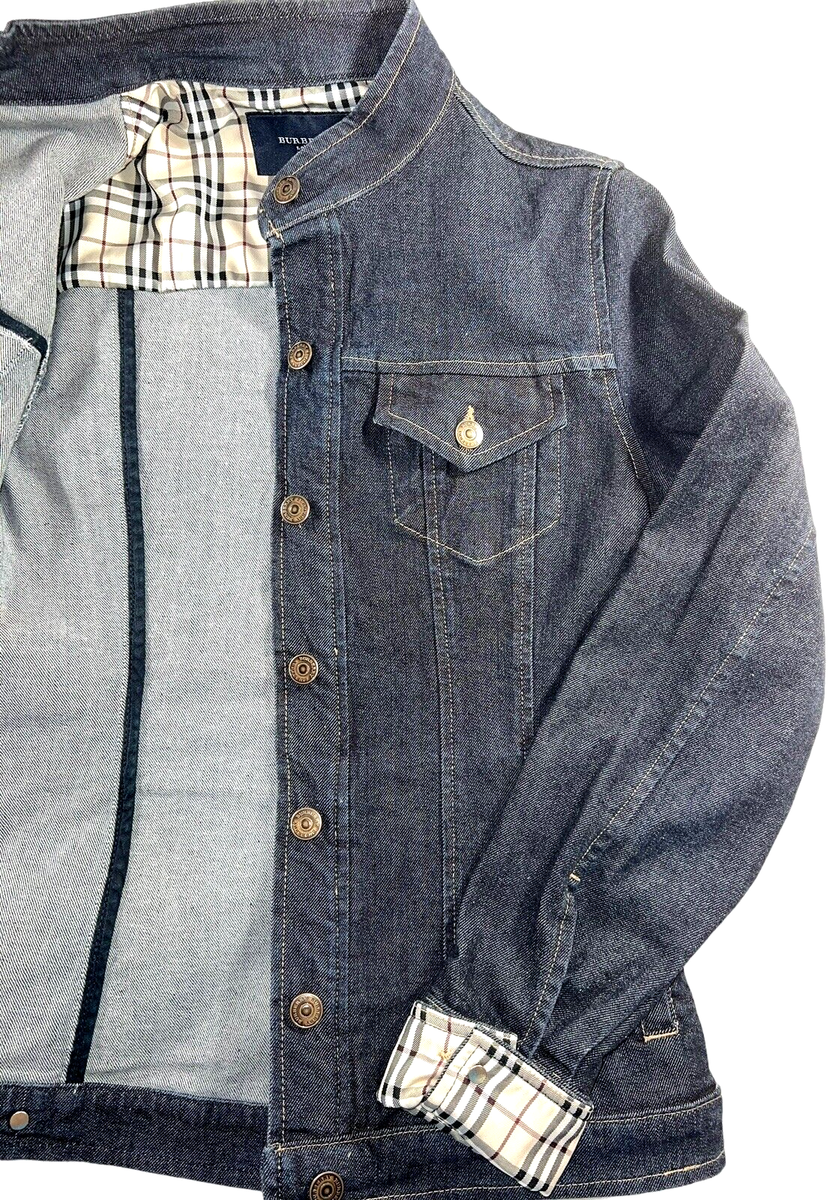 Burberry London Women's Size 4 Denim Jacket Nova Check Trim Burberry London Women's Size 4 Denim Jacket Nova Check Trim