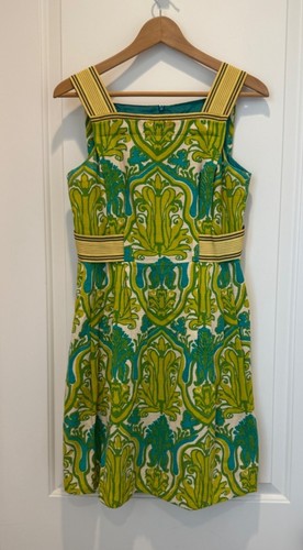 Nanette Lepore Green Turquoise Retro Style Sleeveless Cotton Blend Dress Sz. 4