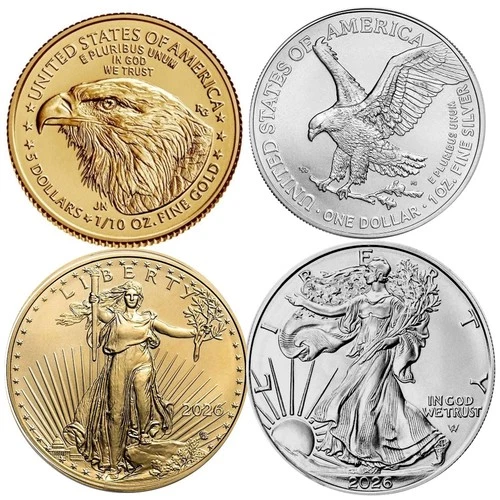 2026 1/10 oz. American Gold Eagle BU & 1 oz American Silver Eagle BU