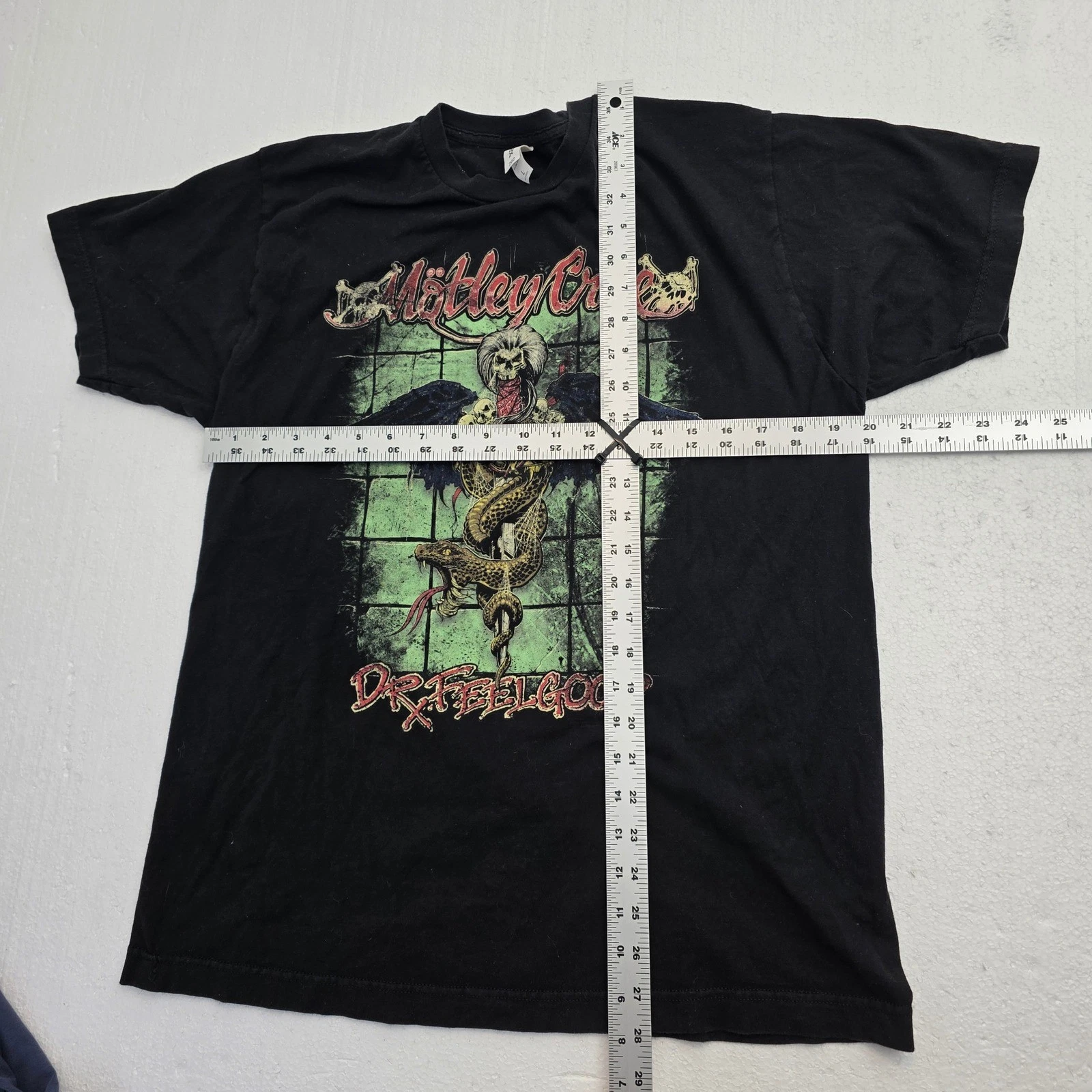 Motley Crue Dr Feelgood Graphic T-Shirt Black Tultex Mens Large Band Tee image 6