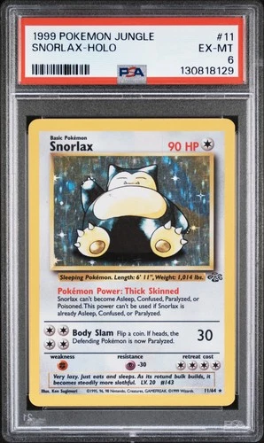 1999 POKEMON JUNGLE #11 SNORLAX-HOLO PSA 6