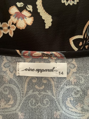 VINE APPAREL Size 14 Black Spaghetti Strap Top Uniq Print Crystal Embellishment - Picture 17 of 18