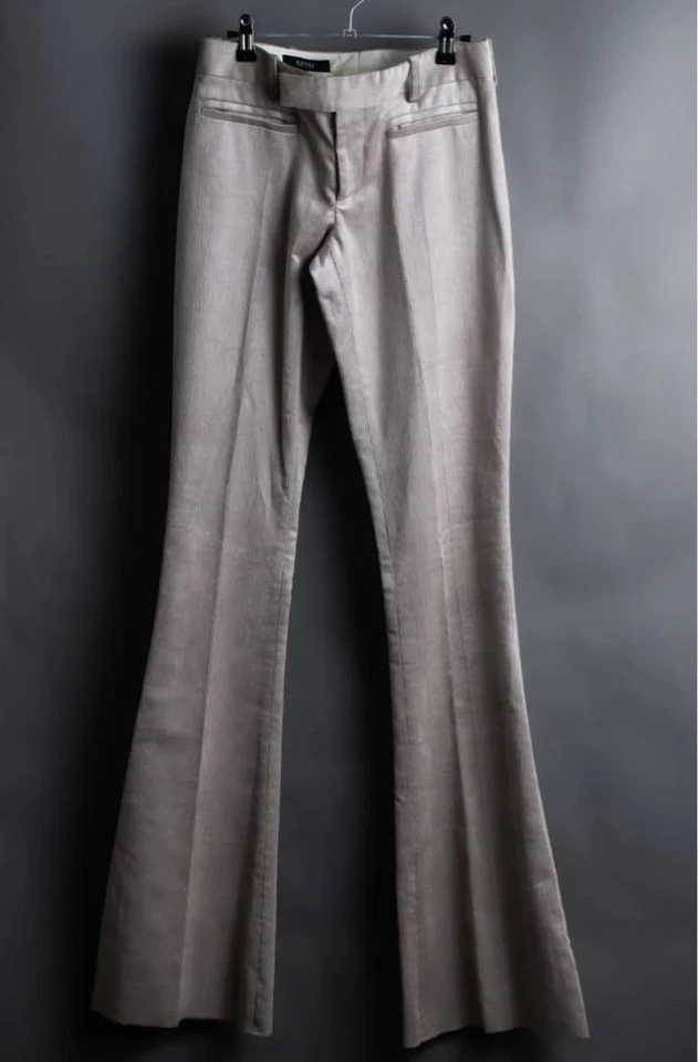 Gucci White Wool-Cotton Corduroy Pants, Long Inseam, Used - Image 2 of 4