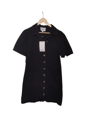 CIMINY Paris Black Button Front Dress Womens Size S Short Sleeve BNWT