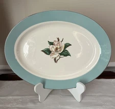 Platter Homer Laughlin Lifetime China USA 16” Turquoise Magnolia Oval  PERFECT