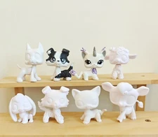 3Pc/Set Custom White Base LPS Dog and Cat Bon Bon Shorthair Cat DIY Painting Toy