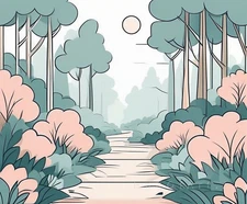 Minimalist Landscape Forest Path Canvas Wall Art Picture 24x20" (61x51cm)