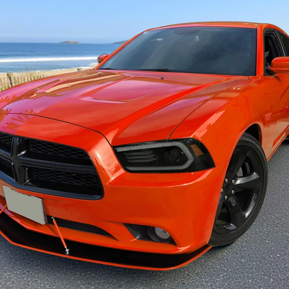 Fit 2011-2014 Dodge Charger Smoke Halogen Projector Headlights LED Sequential Foto 3 de 4