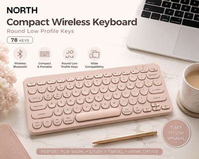 North Compact Wireless Keyboard With Round Low Profile Keys 2.4GHz & Wireless