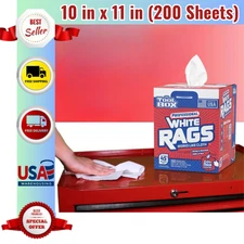 200-Count Natural Fiber White Painter's Rags - Versatile Cleaning Cloth NEW