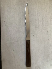 Forgecraft Stainless Steel Serrated Edge Vintage Wood Handle Bread Knife USA