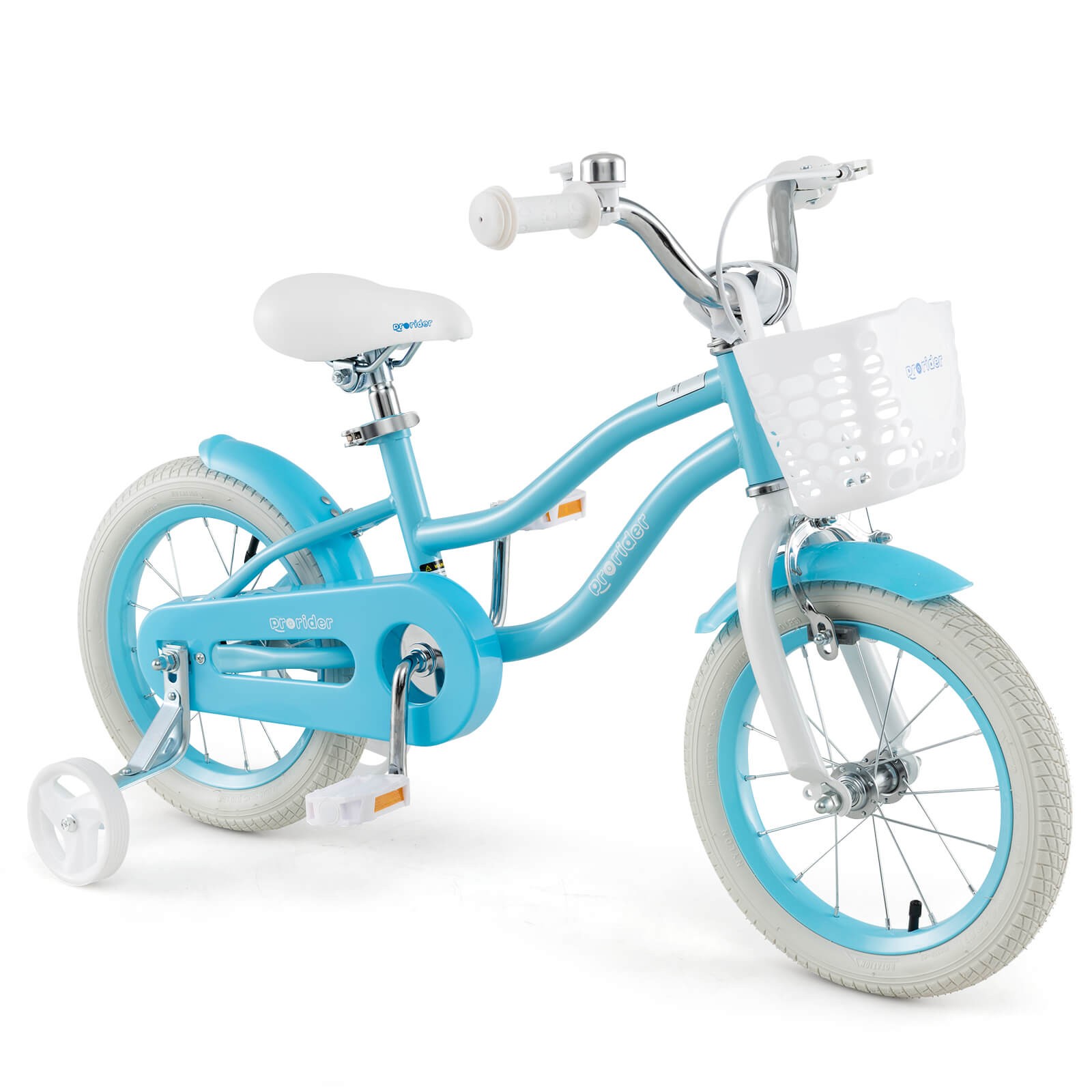 14" Kid's Bike w/Removable Training Wheels & Basket for 3-5 Years Old Blue