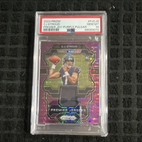 2023 Panini Prizm Premier Jerseys Purple Pulsar Rookie C.J. Stroud #PJ-CJS PSA …