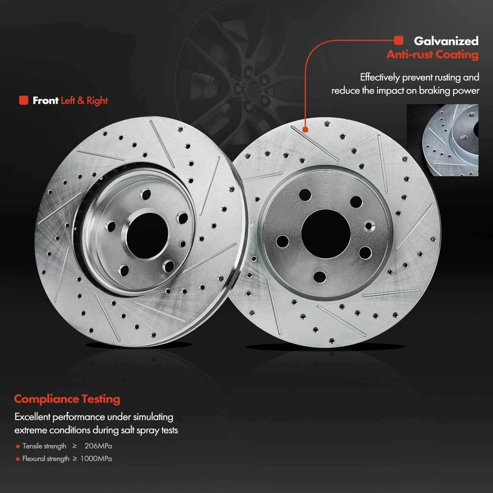 4 rotores de freno delanteros y traseros perforados para Chevrolet Camaro 2010-2015 V6 3,6 L Foto 2 de 4