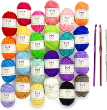 Mira Handcrafts Crochet and Knitting Starter Kit for Colorful Arts and Crafts