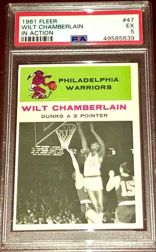 Wilt Chamberlain 1961 Fleer NBA Basketball ROOKIE In Action Card 47 Graded PSA 5 - Picture 7 of 11