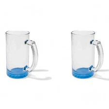 Blue Brewmaster 16oz. Clear Glass Mug - Sublimation Heat Transfer Dye Coated for