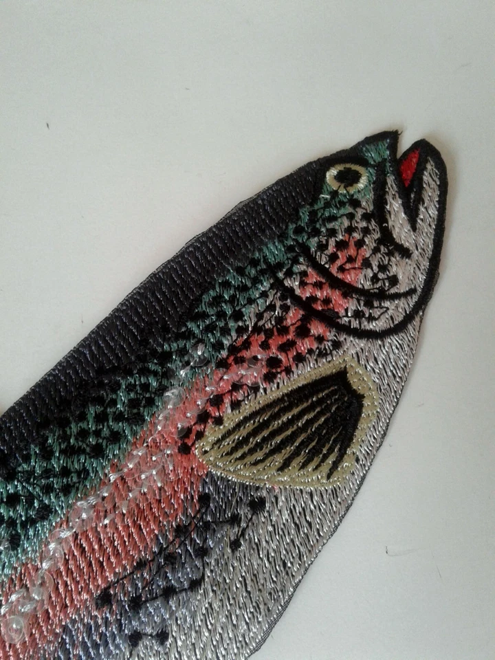 Fish Rainbow Trout Handmade Embroidered Patch with sequins - Image 4 of 4