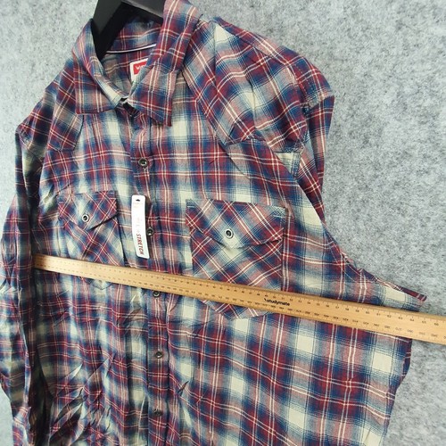 Wrangler Shirt Mens Extra Large TG Red Blue Plaid Button Up Western NEW 10835 - Picture 6 of 13