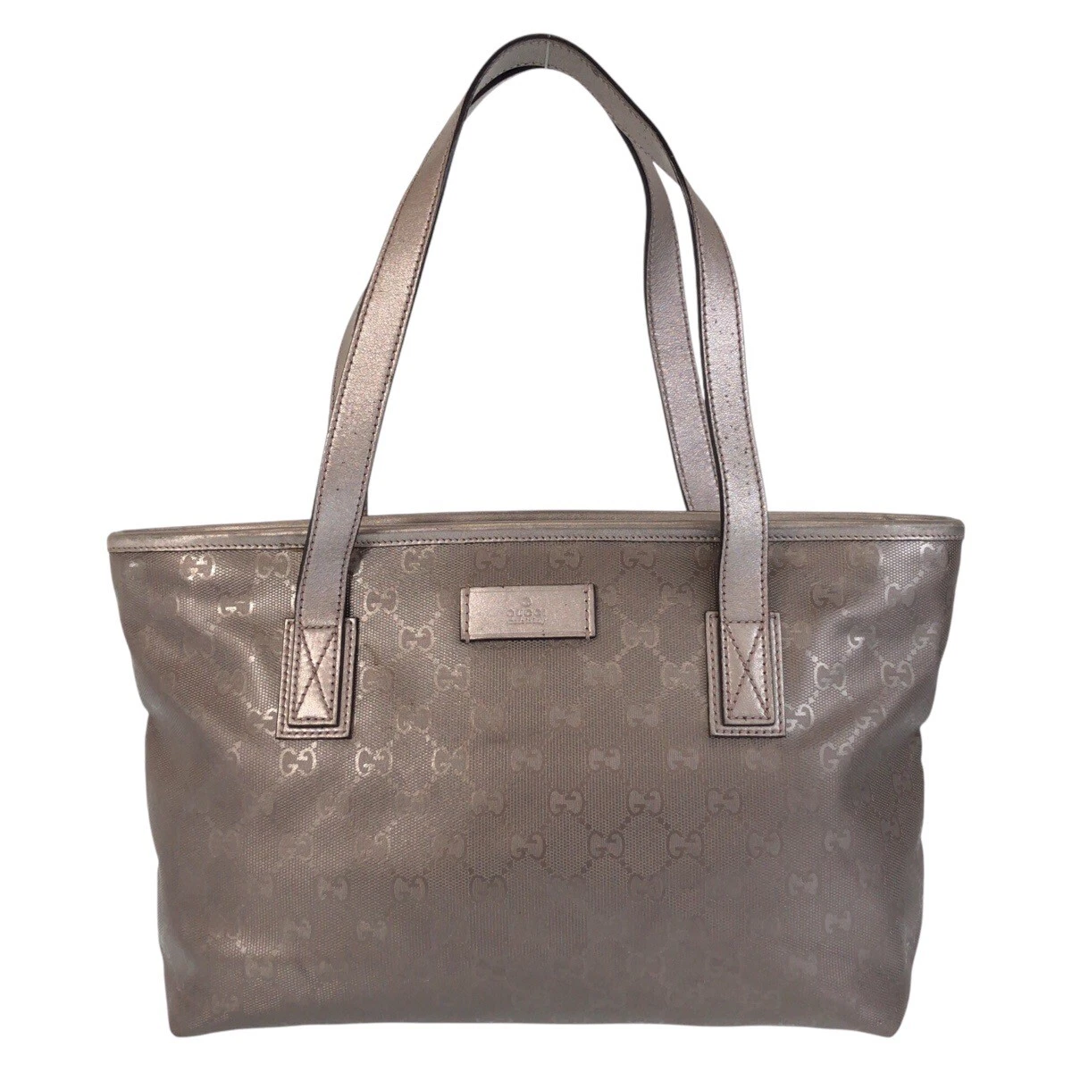 Sac fourre tout GUCCI GG implémentation 211138 sac à bandoulière gris PVC/cuir GG