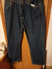 Magellan Jeans Mens 38x30 Blue Denim Relaxed Boot Cut Zip Pants