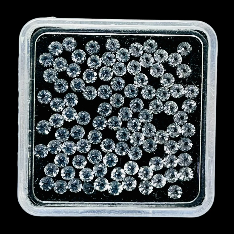 Lote de 100 piedras preciosas sueltas calibradas corte diamante redondo 2 mm topacio blanco natural Foto 3 de 4