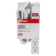 Hyper Tough Indoor 6-Outlet Power Strip with 8ft Cord, 15A ,125V White