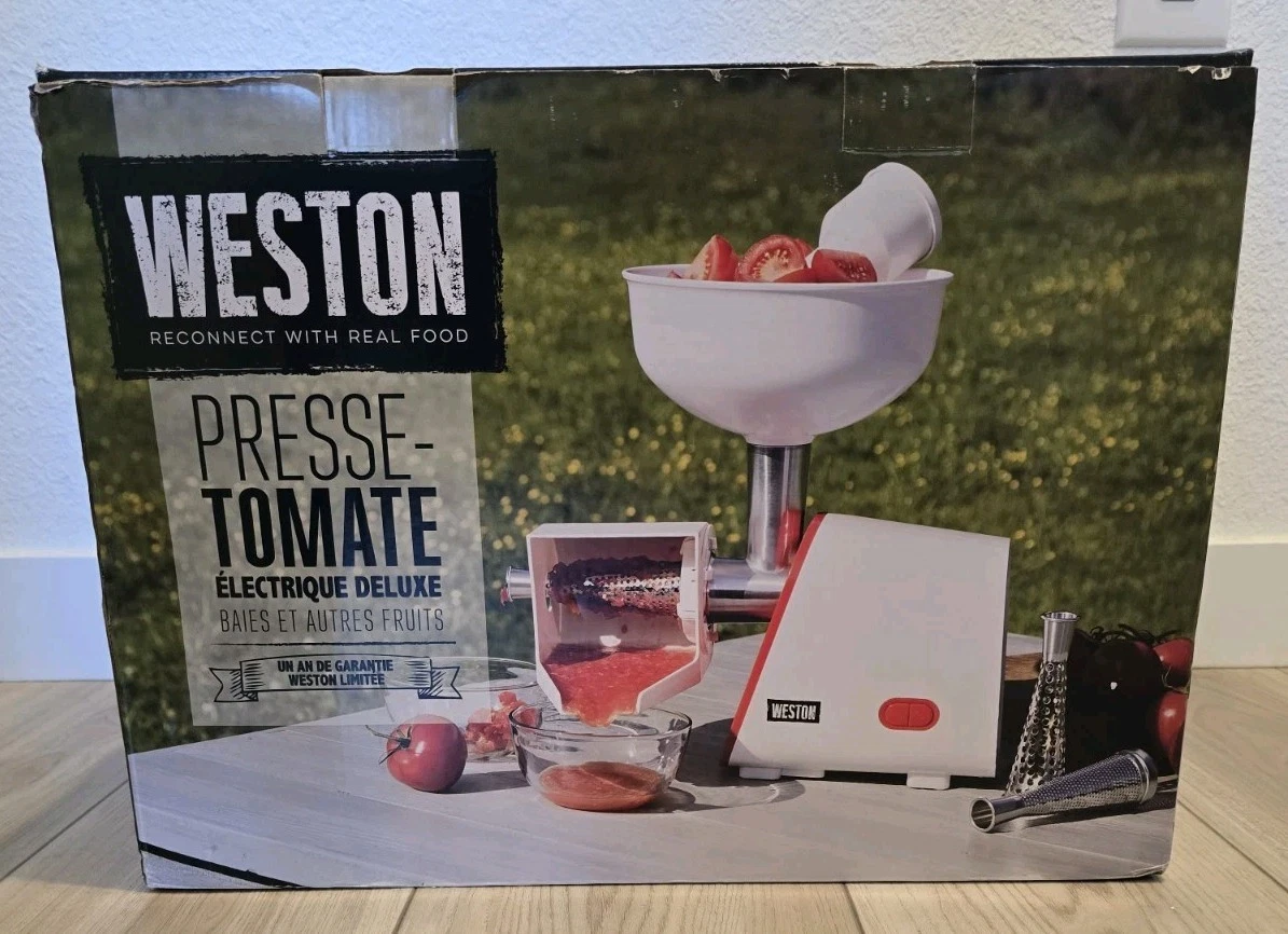 Weston Deluxe Electric Tomato Strainer White New Open Box