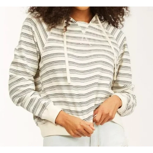 OFF WHITE Felpa con cappuccio pullover a righe Billabong Surfline taglia small colore crema e nero nuova con etichette