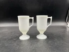 2 Vtg Federal Milk Glass Irish Coffee Footed Mugs 5 1/2” T