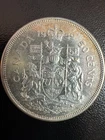 1959 SILVER Canada 50 Cents - Likely AU - Elizabeth II - 80% SILVER!