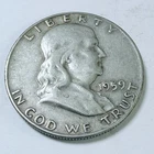 1959 D Franklin Half Dollar 90% Silver Circulated Coin Free Shipping #8299