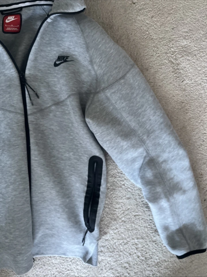 Sudadera con capucha Nike Sportswear Tech polar cremallera completa para hombre - gris oscuro jaspeado/negro, M Foto 3 de 4