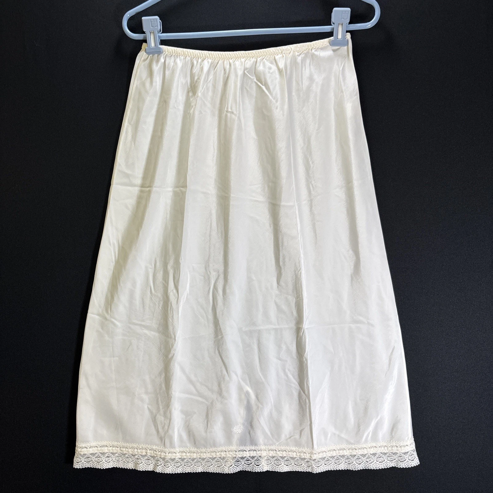 Gonna slip Christian Dior bianca crema orlo pizzo 29" vintage