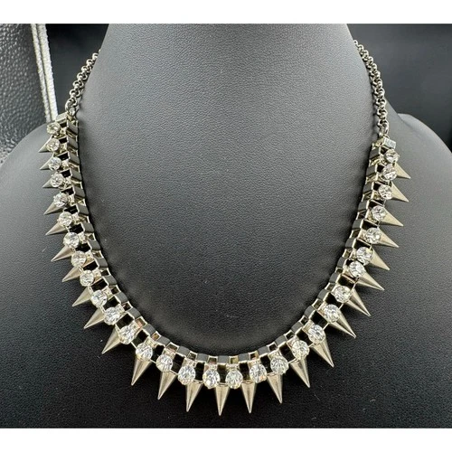 Vintage Punk Rock Spike Glam Rhinestone Crystal Necklace