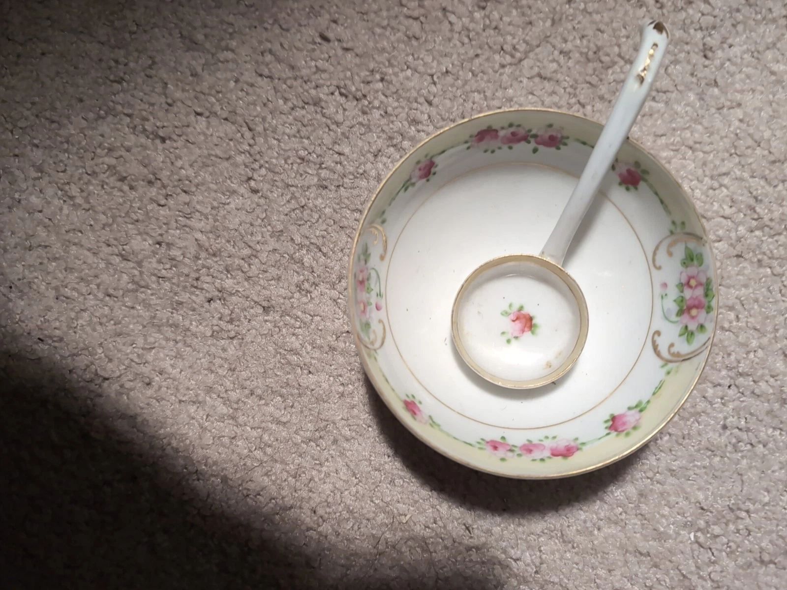 Gorgeous Hand Painted Noritake Condiment Dish with Ladle
