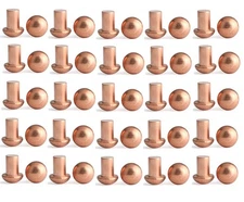 50 Pcs Copper Solid Rivets 1/4 D 5/16 L Shank Copper round Head Fasteners, M6X8