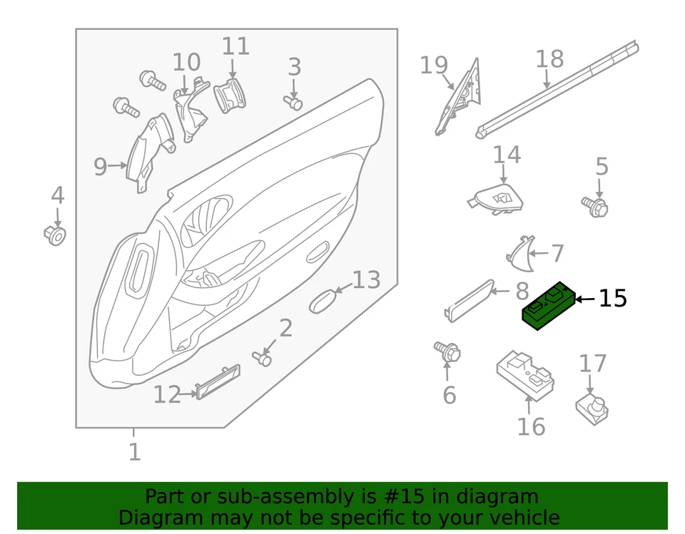 Genuine Nissan 370Z Coupe Front Passenger Window Switch 25411-1EA0C NEW OEM - Image 4 of 4