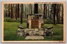 Fort Ticonderoga NY Postcard Black Watch Royal Highlanders Monument Posted 1954