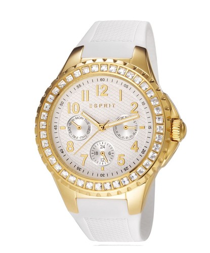 Esprit Damas Benicia Oro Reloj Piedras Joyería Día Fecha PVP £165 UK Garantía - Imagen 2 de 10