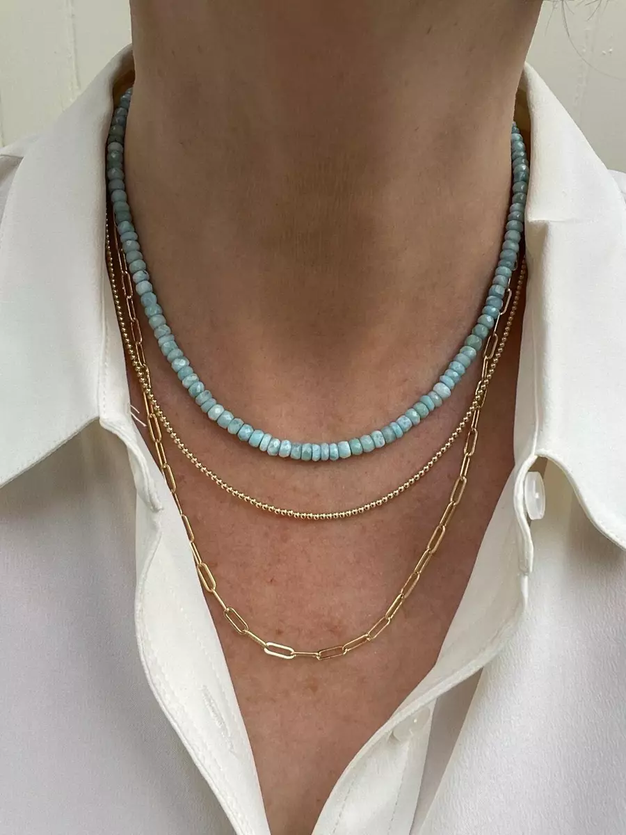 Larimar bead deals necklace
