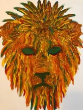 Finger Painted Abstract Painting Art Wild Lion Matt Kinnaman MKinnamanArt