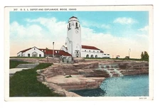 Boise OSL Train Depot Esplanade Idaho Vintage Postcard ID